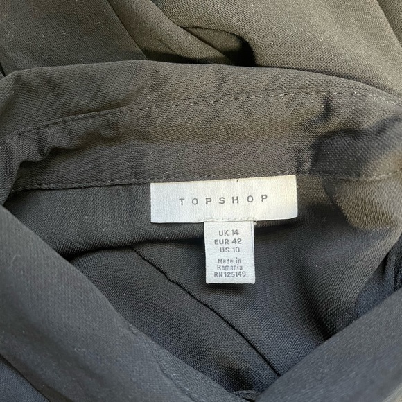 Topshop Black Collared Button Front Pleated Knee-length Shift Dress 10 Women’s - Picture 8 of 10